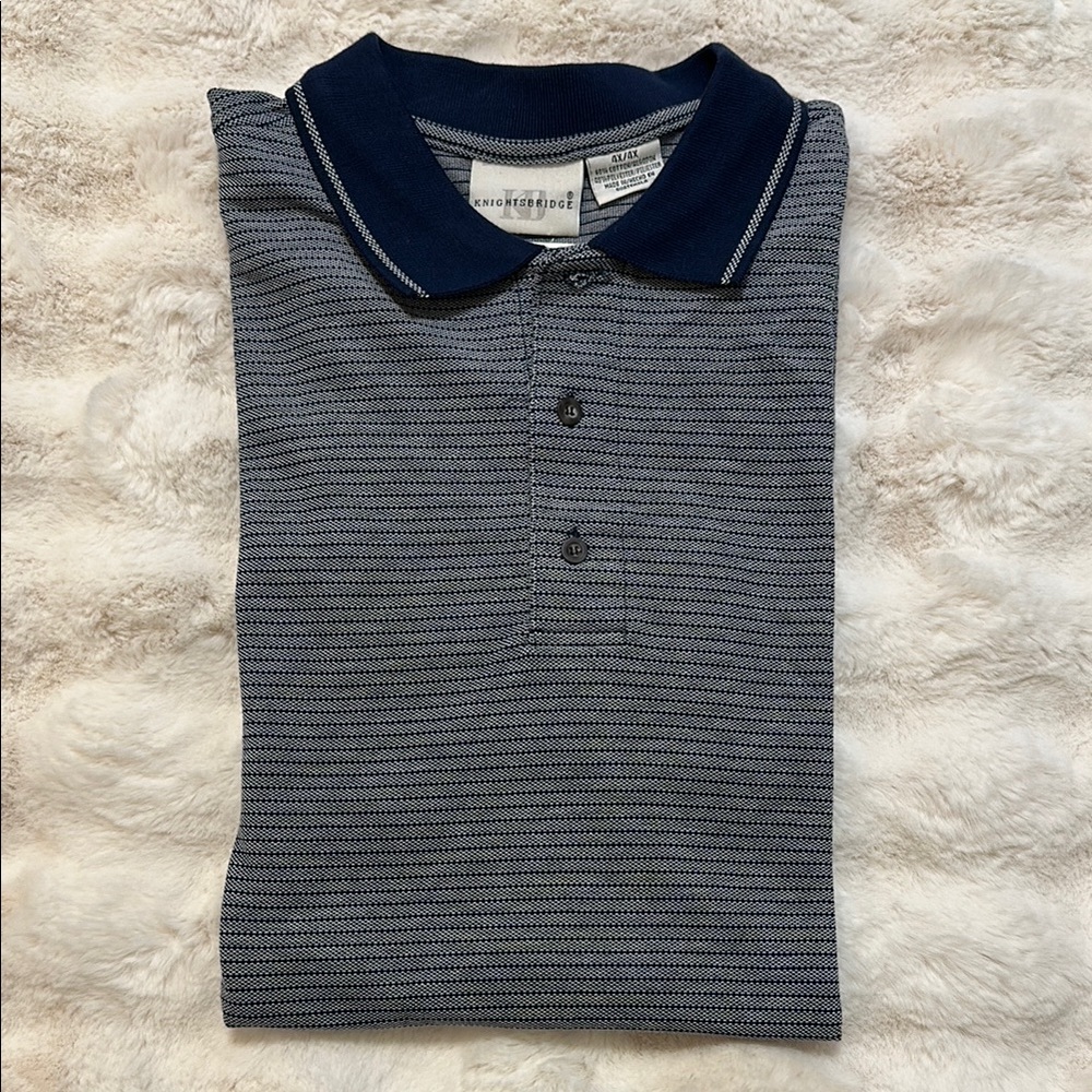 Men's Navy Striped Knightsbridge Polo Shirt